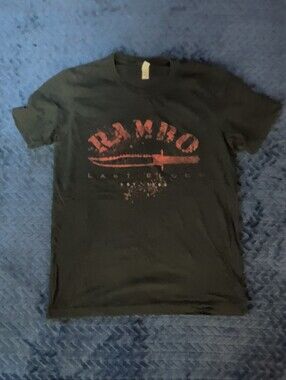 Graphic Short-Sleeve Rambo T-Shirt - Black with Red Print